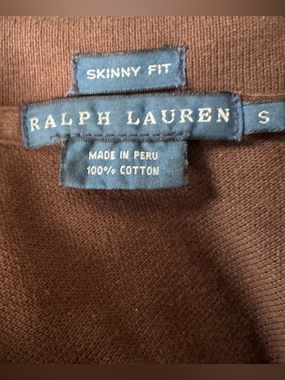 Vintage Ralph Lauren Women’s Brown Polo Shirt Small Skinny Top Fit Cotton - Picture 6 of 6